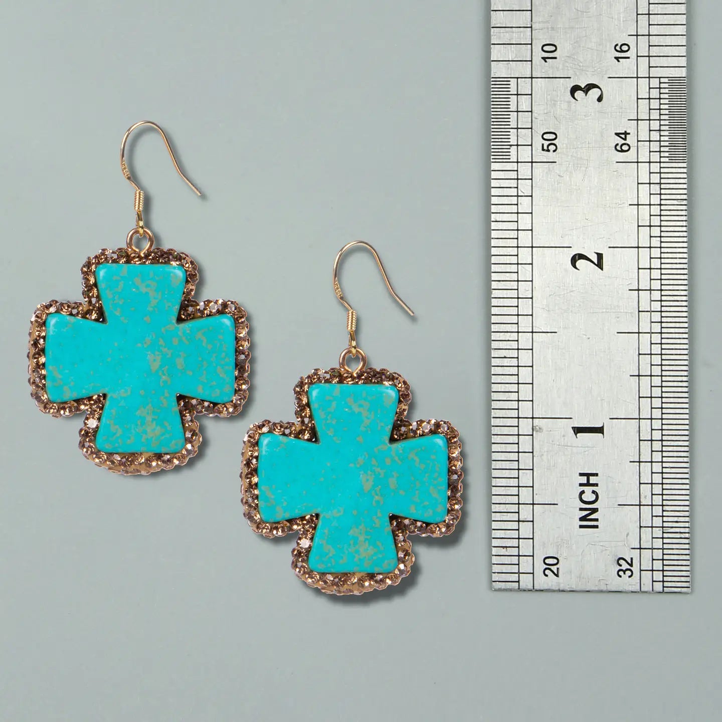 Cross Turquoise Dangle Earrings
