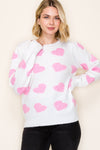 Valentine Heart Sweater - Blush & Cactus