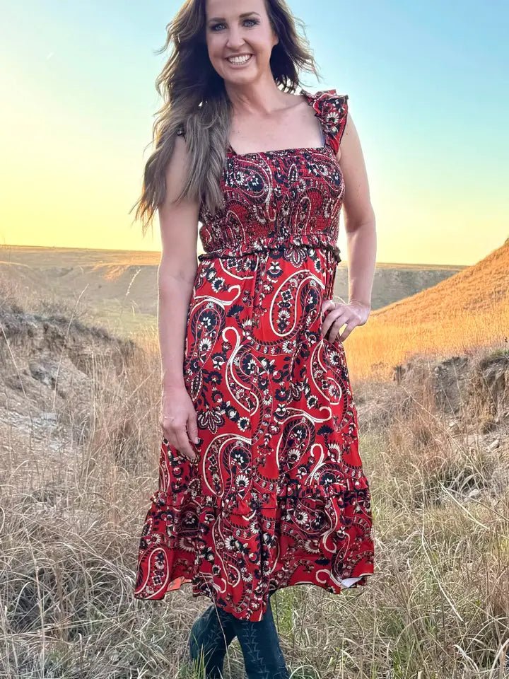 Canyon Paisley Dress - Blush & Cactus