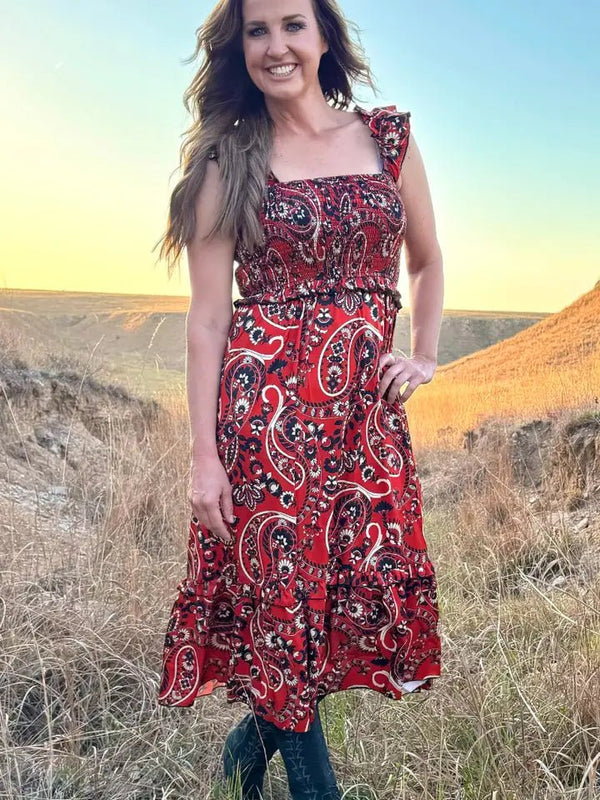 Canyon Paisley Dress - Blush & Cactus