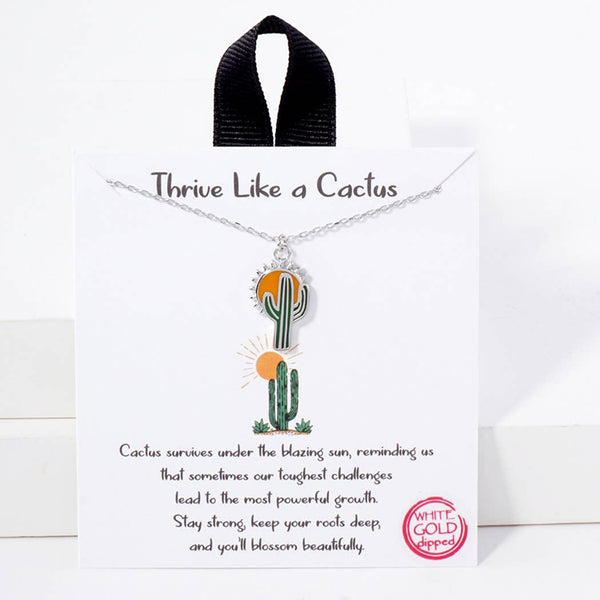 Sun Cactus Figure Pendant Chain Necklace