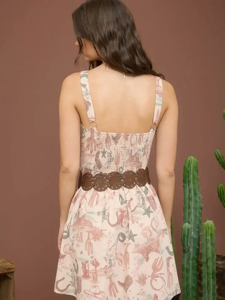 Blu Pepper Western Print Sleeveless Mini Dress