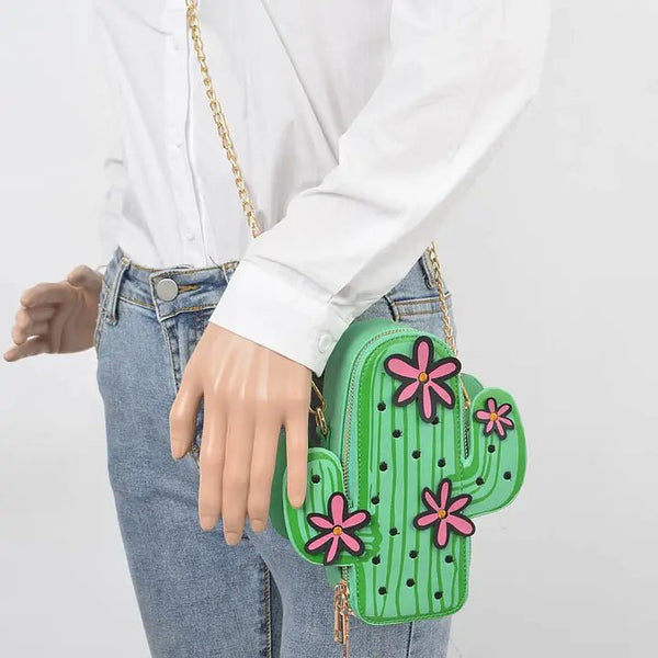 Cactus Vegan Leather Crossbody - Blush & Cactus
