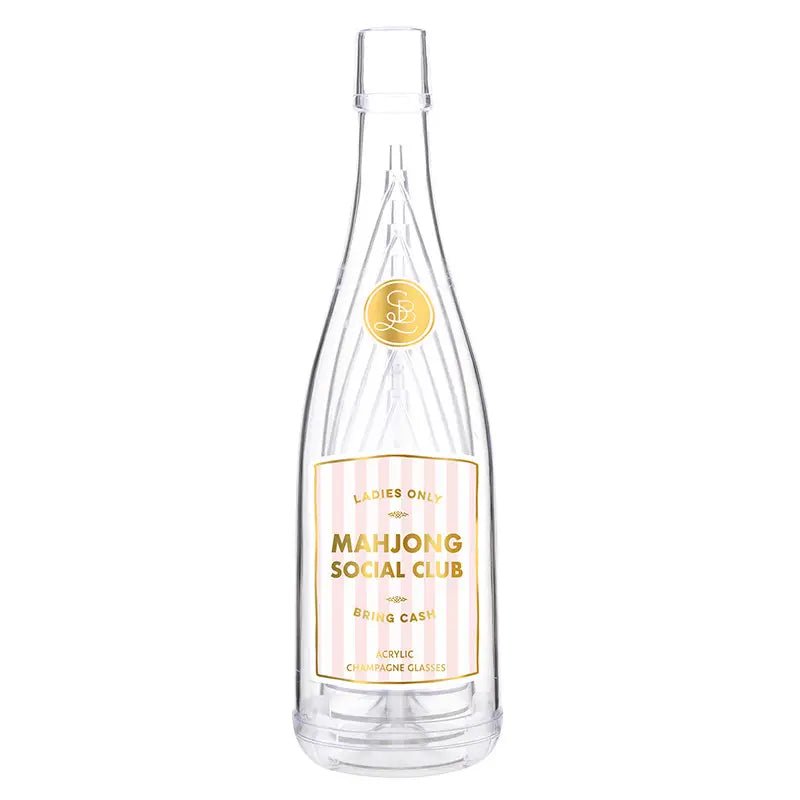 Acrylic Champagne Bottle + Glasses - Mahjong Social Club - Blush & Cactus