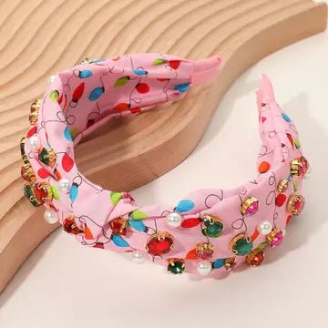 Christmas Light Printed Pearl Stone Cluster - Blush & Cactus