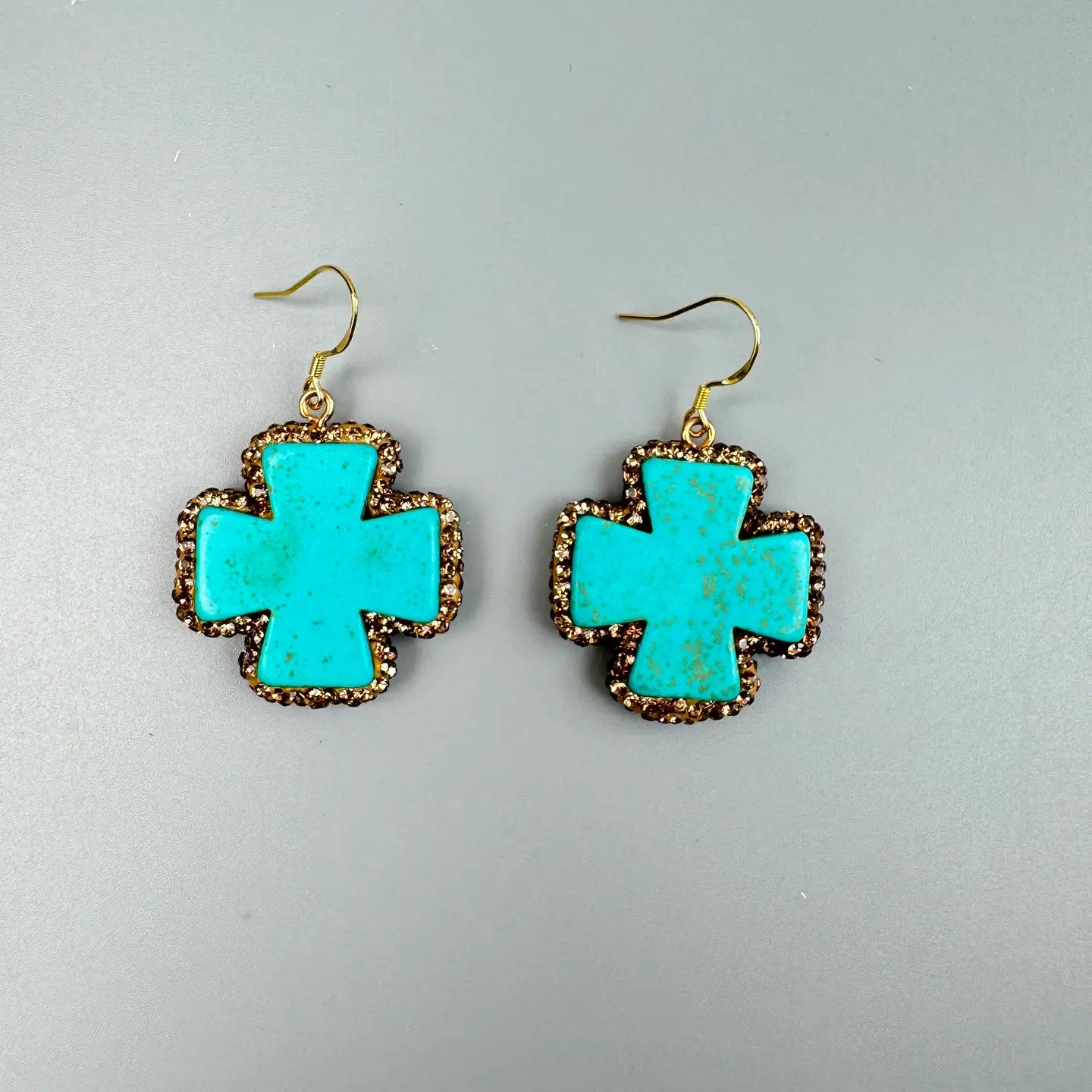 Cross Turquoise Dangle Earrings