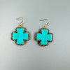 Cross Turquoise Dangle Earrings