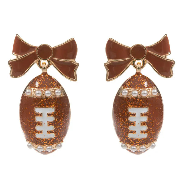Gameday Sport Ball Enamel with Bow Post Earrings