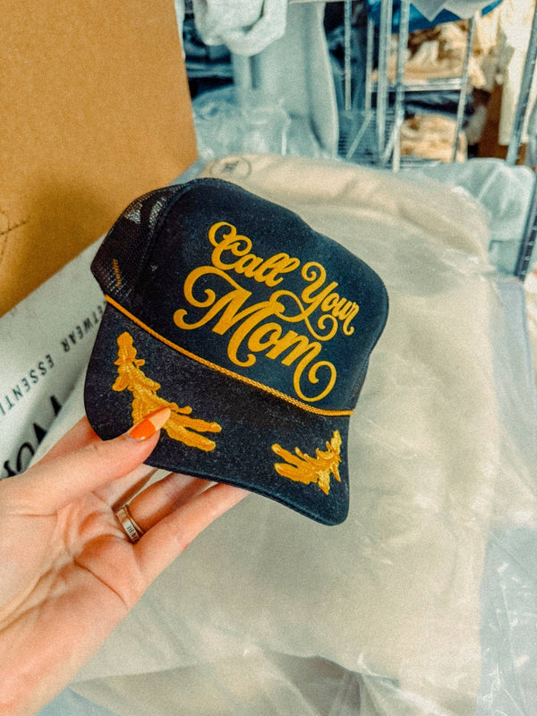 Call Your Mom, Mother's Day Trucker Hat - Blush & Cactus