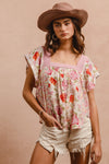 BIBI Floral Print Mix And Match Square Neck Top