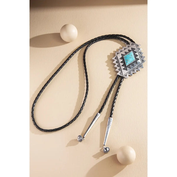 Geometric Concho Turquoise Bolo Tie - Blush & Cactus