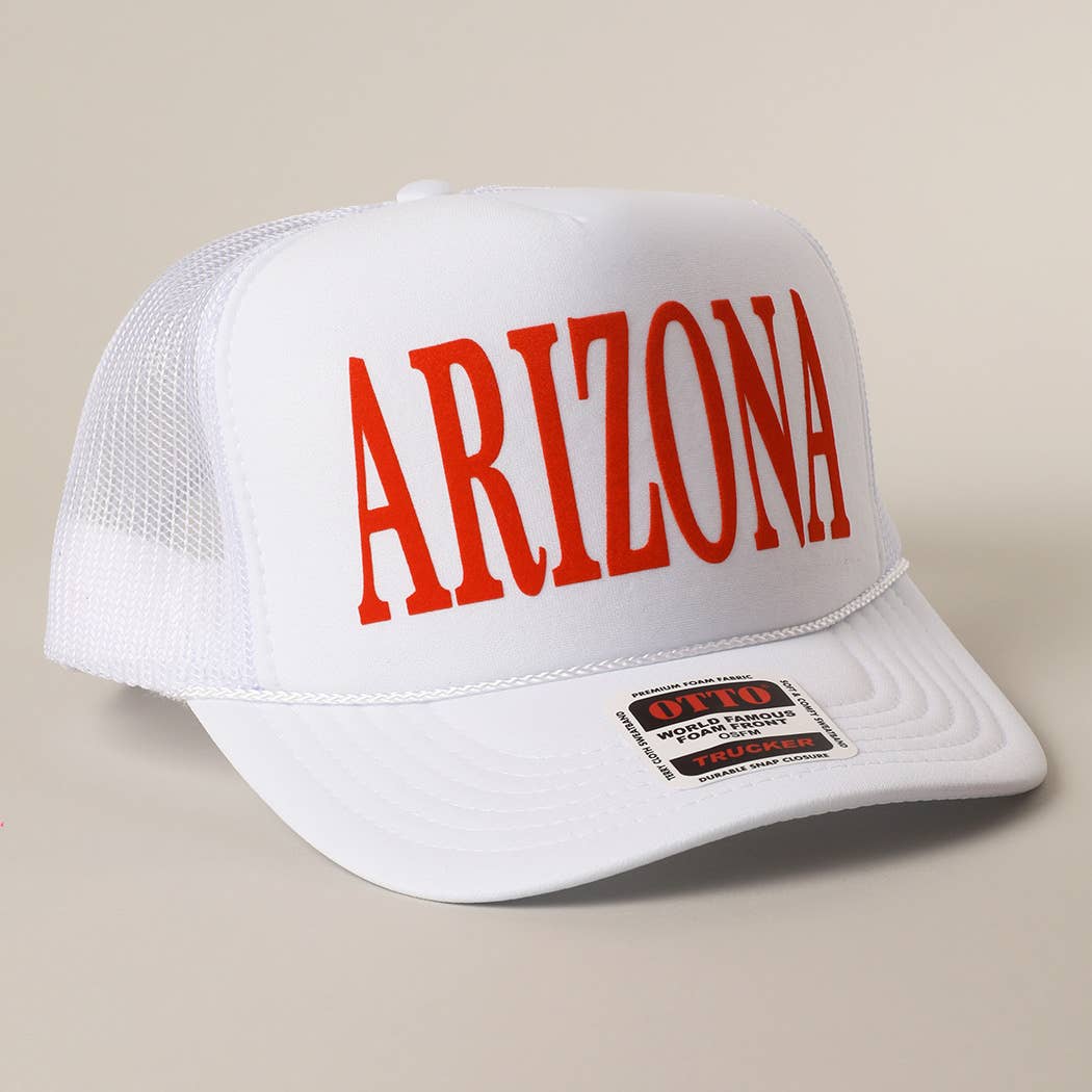 ARIZONA Text Printed Mesh Back Foam Trucker Hat