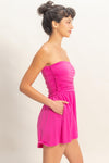 Strapless Shirred Waist Romper - Blush & Cactus