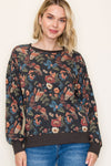 Staccato Floral Printed Pullover Sweatershirt