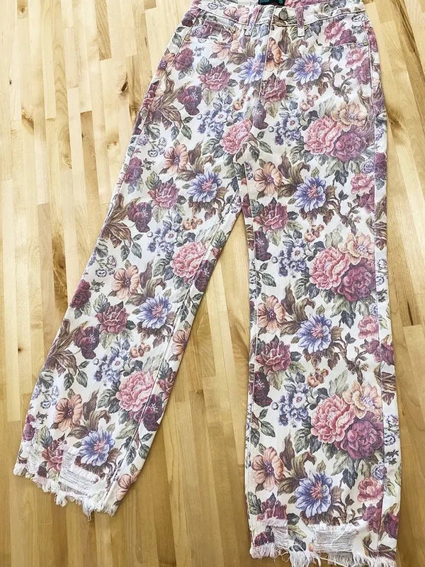 Vintage Floral Jeans - Blush & Cactus