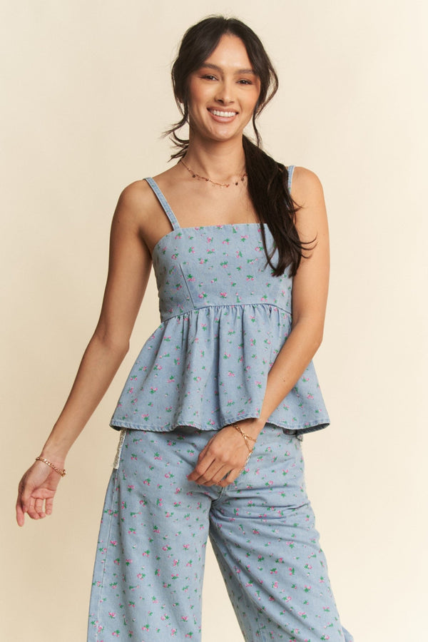 Indigo Bloom Tank - Blush & Cactus