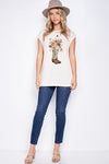 Phil Love Flower Boots Cap Sleeve Top