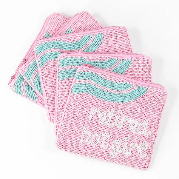 Retired Hot Girl Beaded Coin Purse, Beaded Bag, Makeup Bag