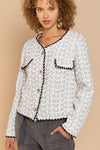 SALE POL Button Down Tweed Jacket - Curvy Size