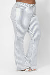 Judy Blue Hi-Waist Super Flare White Pinstripe Jean - Curvy Size - Blush & Cactus