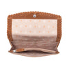Myra Yellowstone Briar Meadow Studded Suede Leather Women’S Purse in Desert Tan