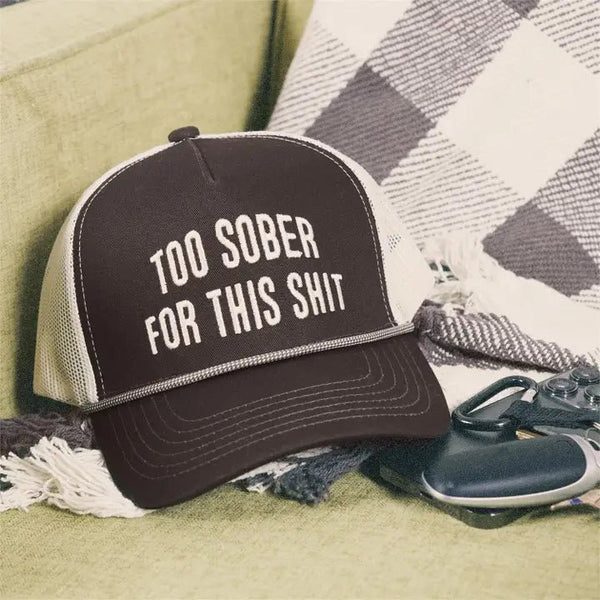 Too Sober Trucker Hat - Blush & Cactus