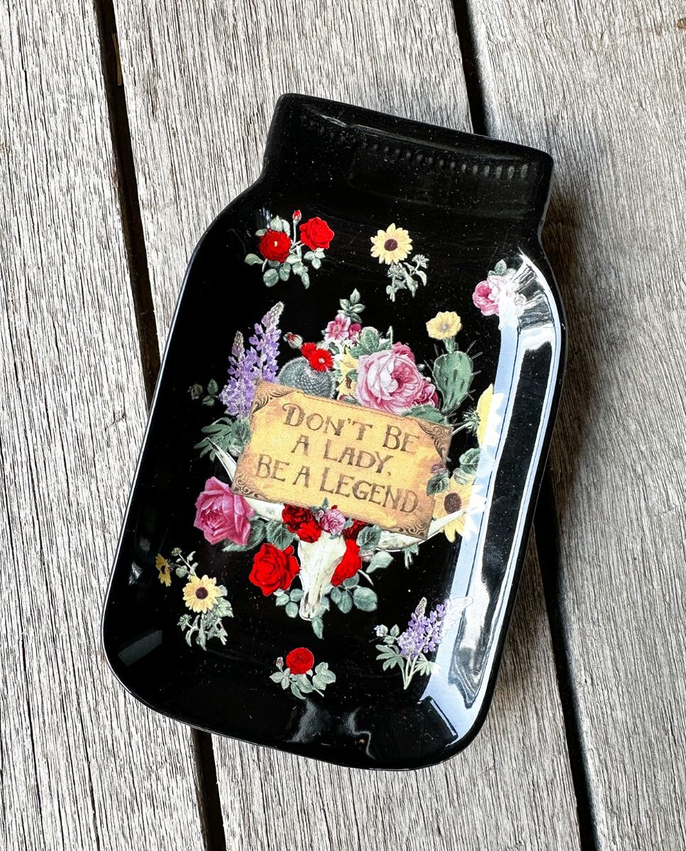 floral don't be a lady, be a legend spoon rest
