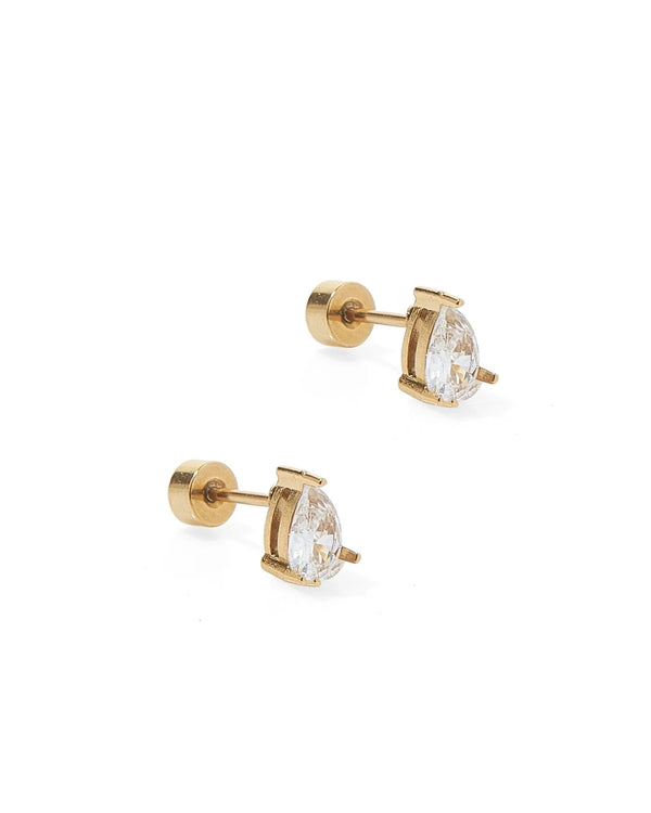Screwback Stud Earrings - Paige Pear - Blush & Cactus