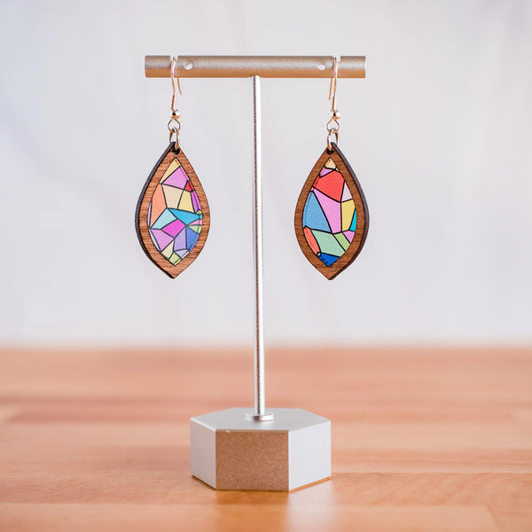 Stained Glass Petite Teardrop Inset Dangles