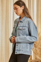 Denim Jacket with Embroidery all over the back of jacket