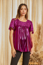 Embroidered shimmery top