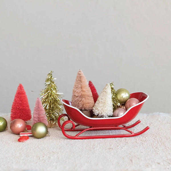 Red and White Metal Sleigh - Blush & Cactus