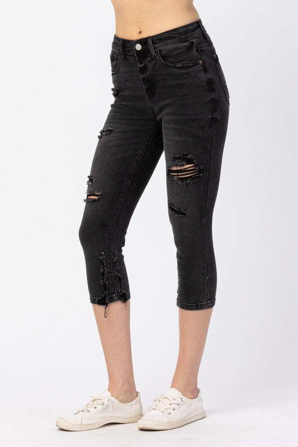 XMAS JULY Judy Blue HW Black Skinny Capri