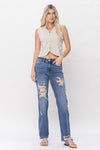Judy Blue Mid Rise w/heavy destroy Straight