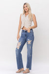 Judy Blue Mid Rise w/heavy destroy Straight