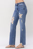Judy Blue Mid Rise w/heavy destroy Straight