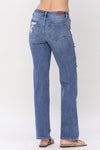 Judy Blue Mid Rise w/heavy destroy Straight