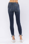 XMAS JULY Judy Blue Mid-Rise Skinny Destressed Hem - Curvy Size