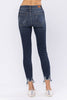 XMAS JULY Judy Blue Mid-Rise Skinny Destressed Hem - Curvy Size