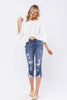 XMAS JULY Judy Blue Raw Hem Capri - Curvy Size