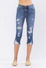 XMAS JULY Judy Blue Raw Hem Capri - Curvy Size