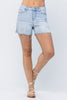 XMAS JULY Judy Blue High Waist Embroidered Pocket Cutoff Shorts