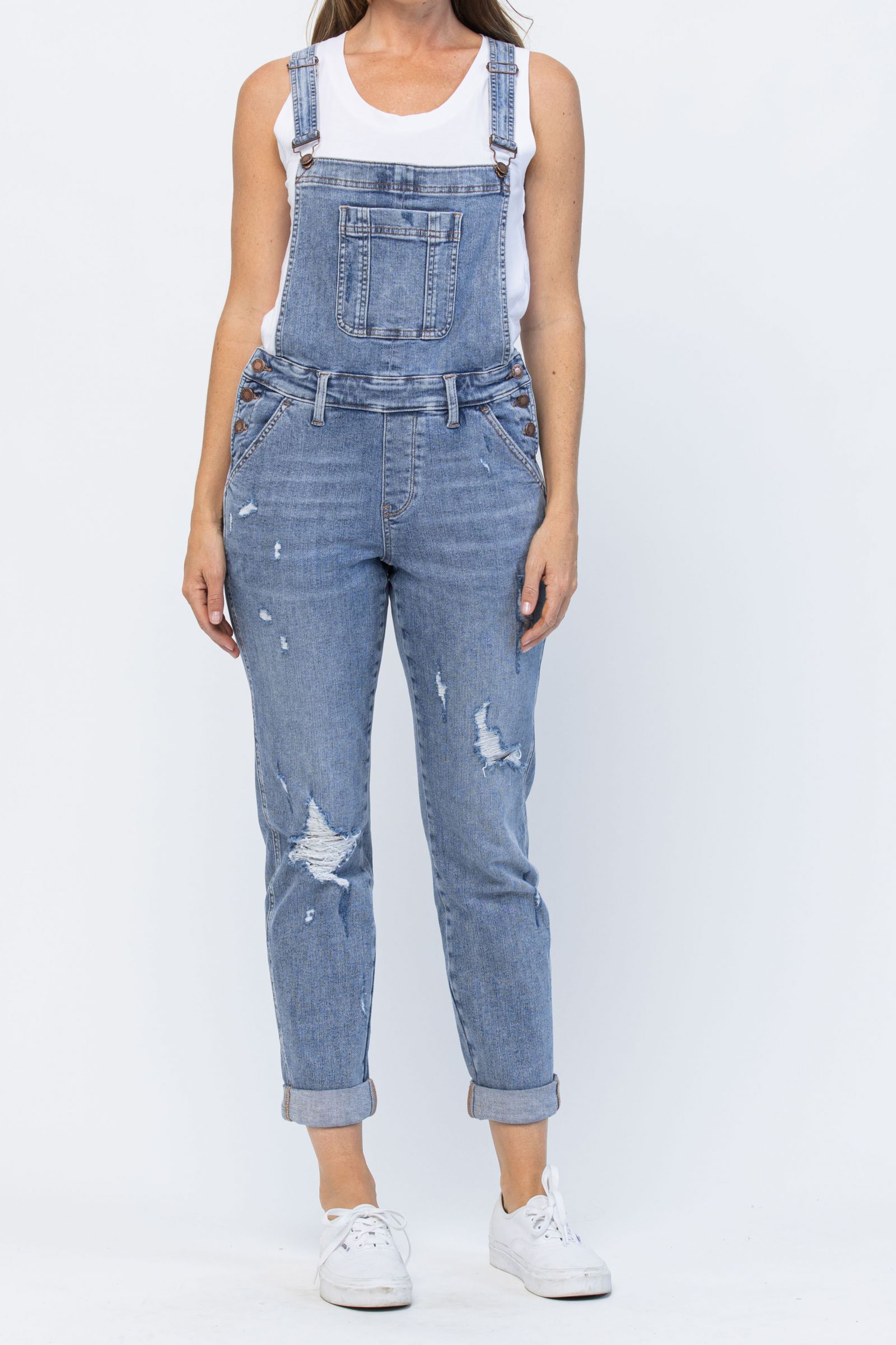 SALE Judy Blue Distressed Boyfriend Overalls