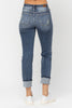 Judy Blue Mid-Rise Cuffed Destroyed Boy Friend Jeans - Curvy Size