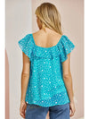 P XMAS JULY Ruffle Turquoise Star  Blouse