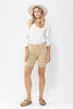 XMAS July Judy Blue Midrise Khaki Garment Dyed Cuffed Bermuda Shorts