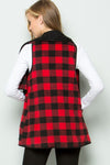 SALE Plaid Fur Open Front Cozy Vest - Blush & Cactus