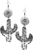 Western Concho Textured Cactus Dangling Earring