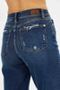 Judy Blue High Waist Medium Destroyed Pocket Wide Leg - Curvy