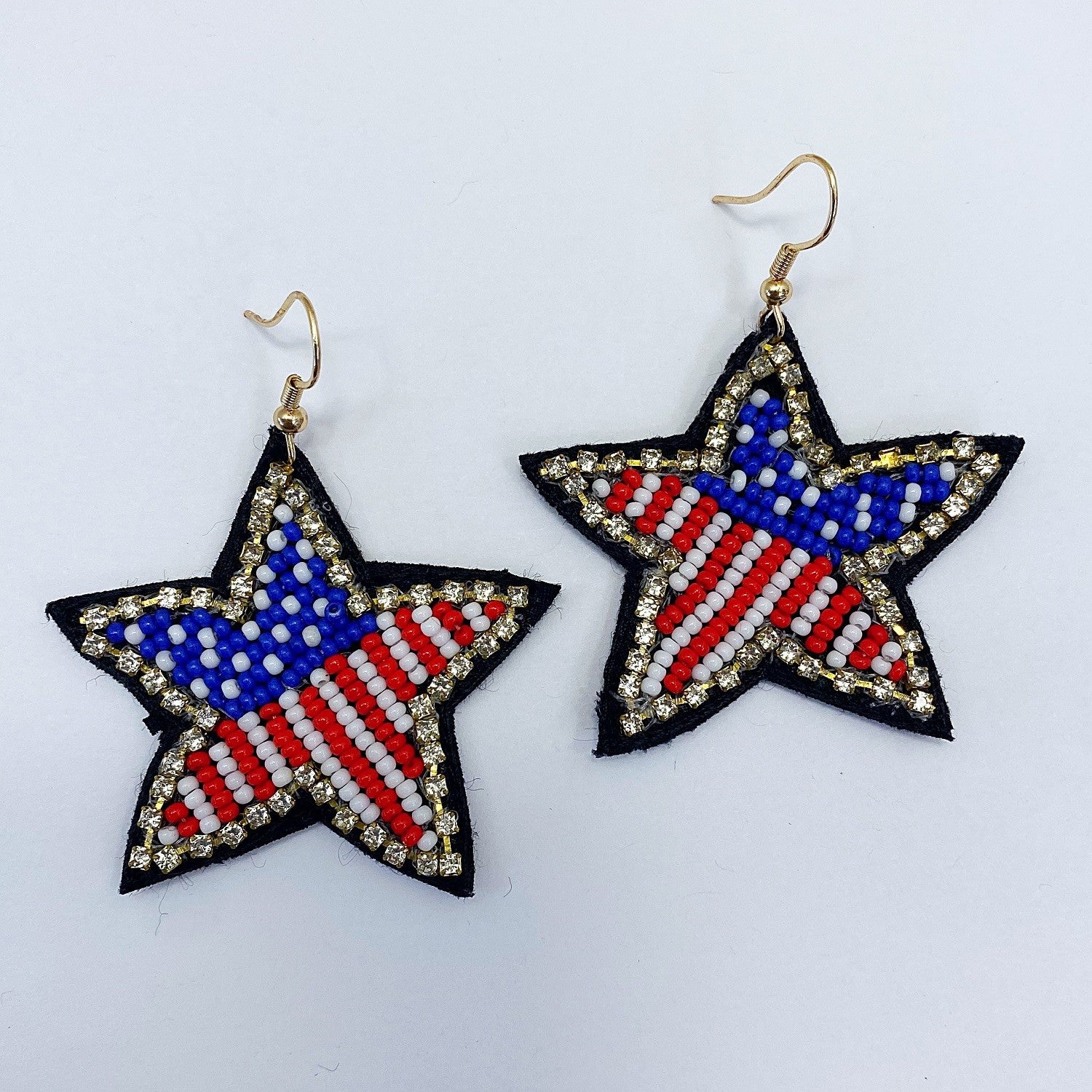 USA Star Dangle Hook Earrings
